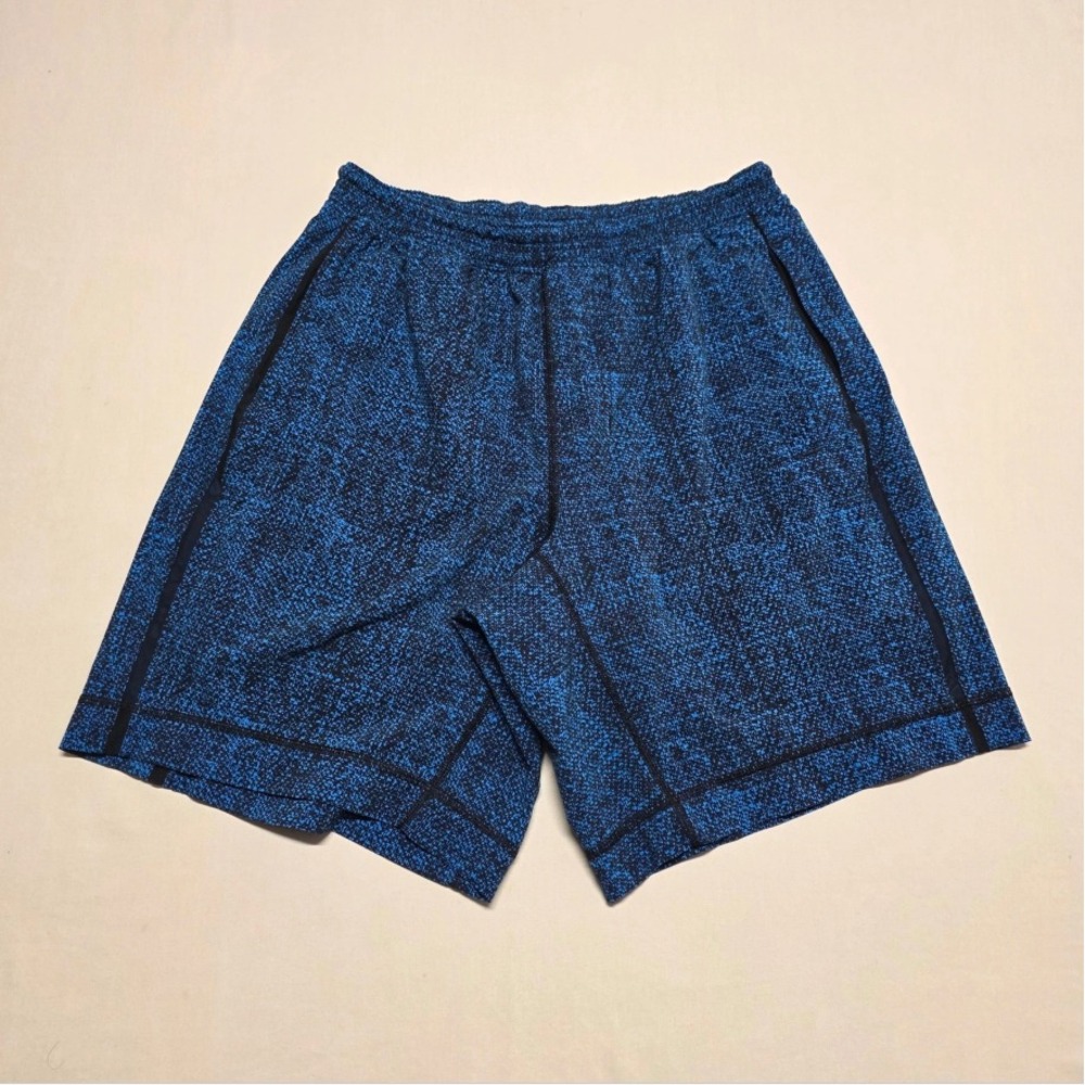 Lululemon Pace Breaker Athletic Shorts Men Medium Teal Black Heather Lined Sport
